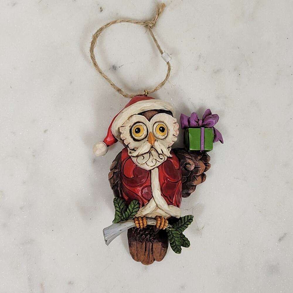Jim Shore Heartwood Creek Santa Owl Ornament Hand Painted Holiday Christmas Tree